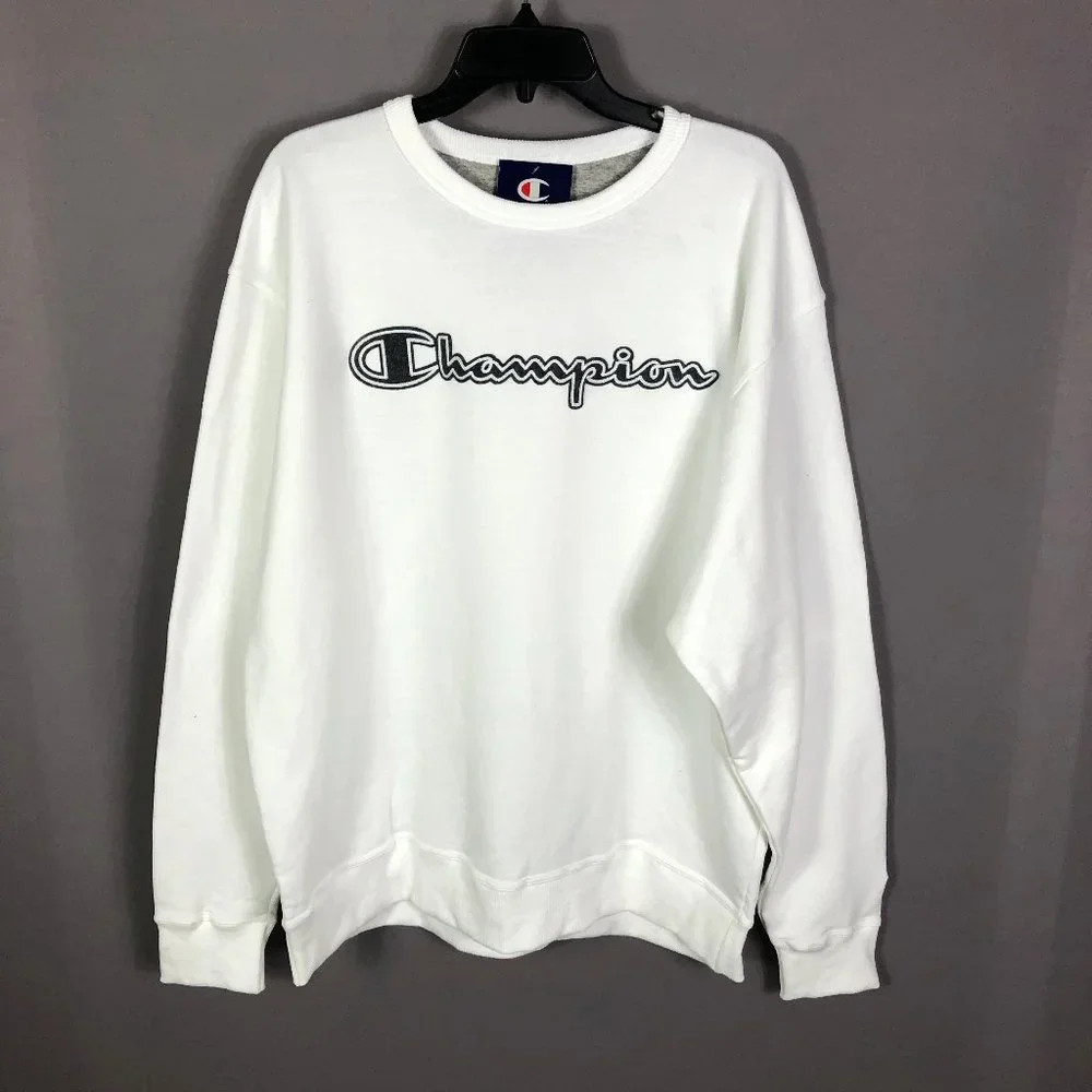 Champion Men's White FLC Crewneck Sweater Size XL